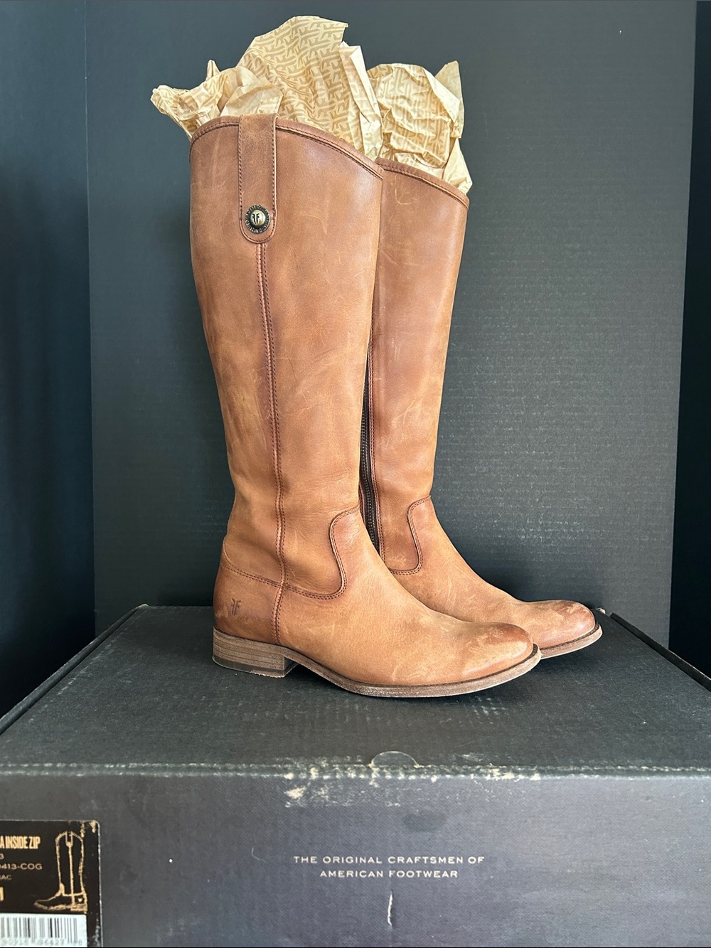 Frye Cognac Tan Leather Knee Boots
